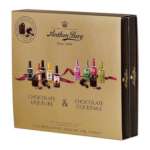 Большое ассорти шоколадных конфет "Ликеры и Коктейли" Anthon Berg, 374 г