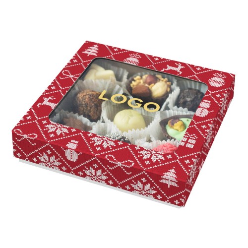 Ассорти шоколадных конфет "Зимние узоры" в картонной коробке с окном, 126г