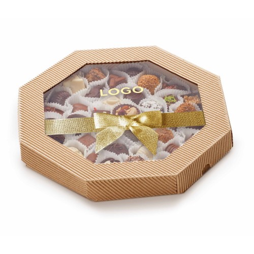Ассорти шоколадных конфет в фирменной картонной коробке-восьмиграннике, 378 г