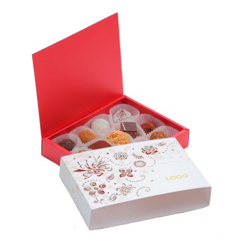 Ассорти шоколадных конфет в картонной коробке-пенале с лазерной резкой, 168 г