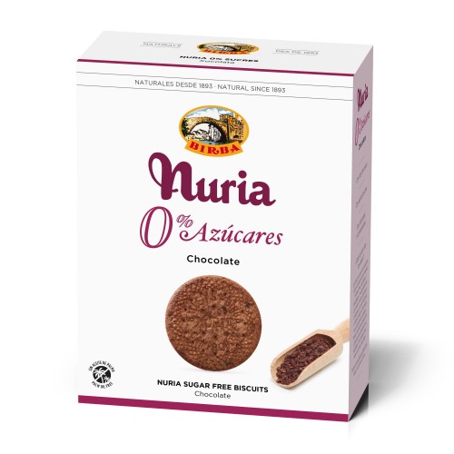Печенье Nuria без сахара с шоколадом и кусочками какао-бобов Birba, 405 г