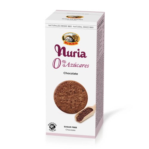 Печенье Nuria без сахара с шоколадом и кусочками какао-бобов Birba, 135 г