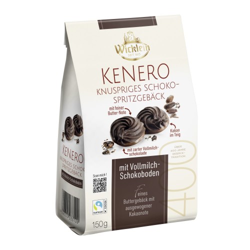 Сливочное песочное печенье KeNero с какао и шоколадным дном Wicklein, 150 г