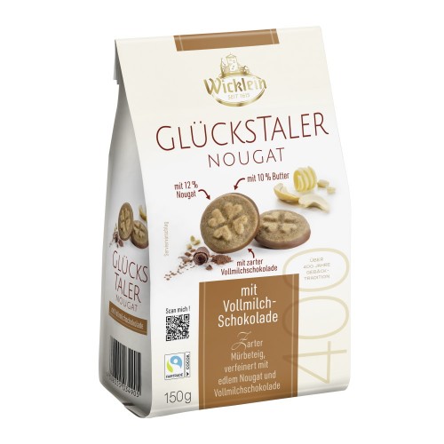 Песочное печенье Glueckstaler с нугой и шоколадным дном Wicklein, 150 г