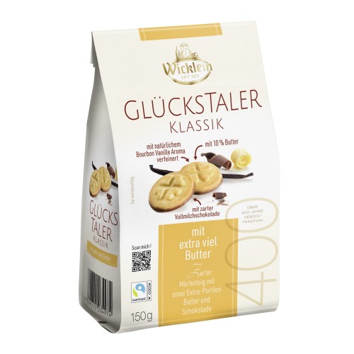 Песочное печенье Glueckstaler с маслом и шоколадным дном Wicklein, 150 г