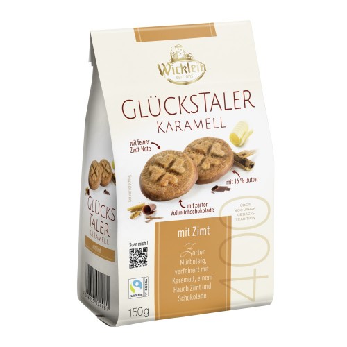 Песочное печенье Glueckstaler с карамелью, корицей и шоколадом Wicklein, 150 г