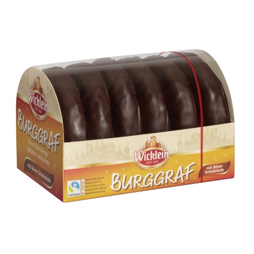 Имбирные пряники Burggraf, покрытые темным шоколадом, Wicklein, 200 г