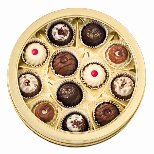 Набор шоколадных конфет в круглой метал шкатулке Lauenstein, ассорти, 155 г