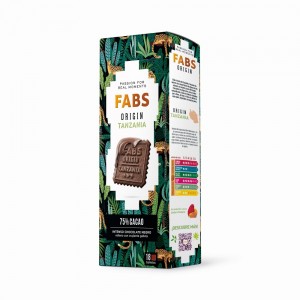 Печенье "Origins Tanzania" в темном шоколаде в картонной коробке Fabs, 150 г